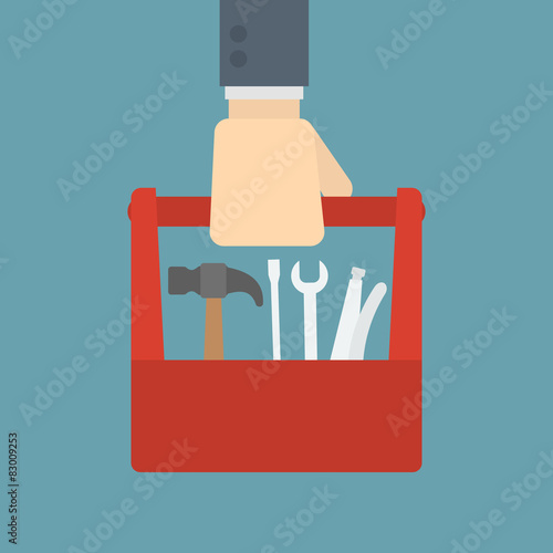 businessman holding tool box