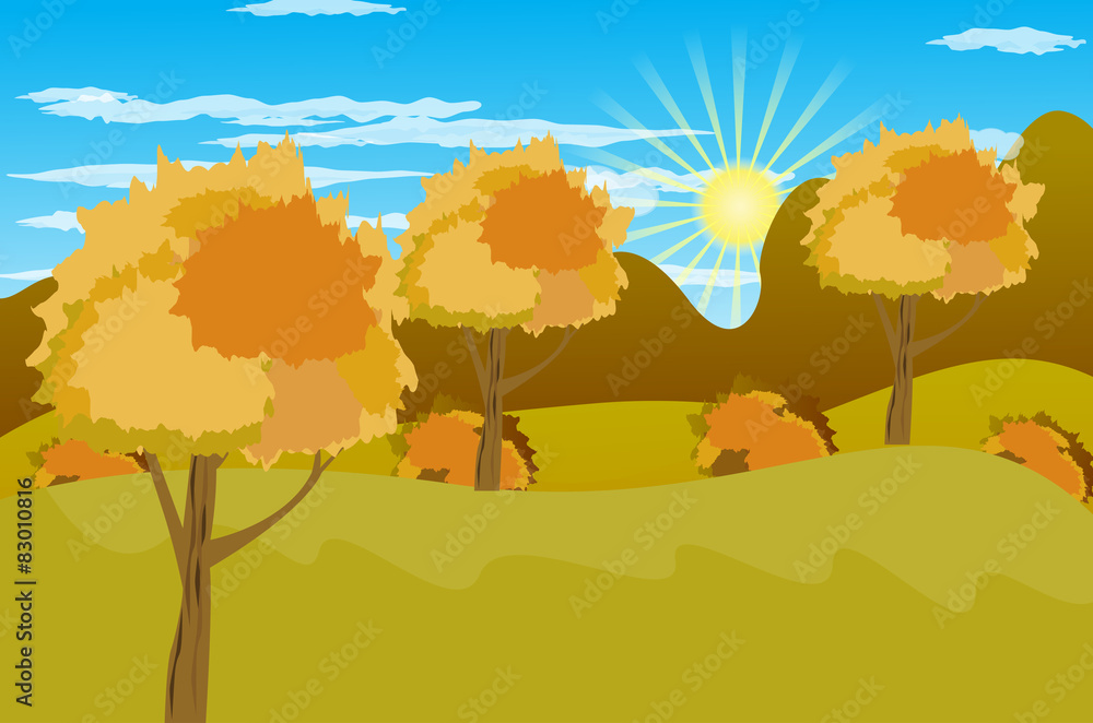 Autumn Landscape background Vector illustration