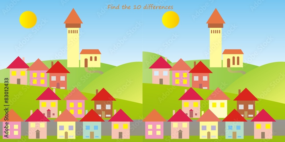 town, find ten differences