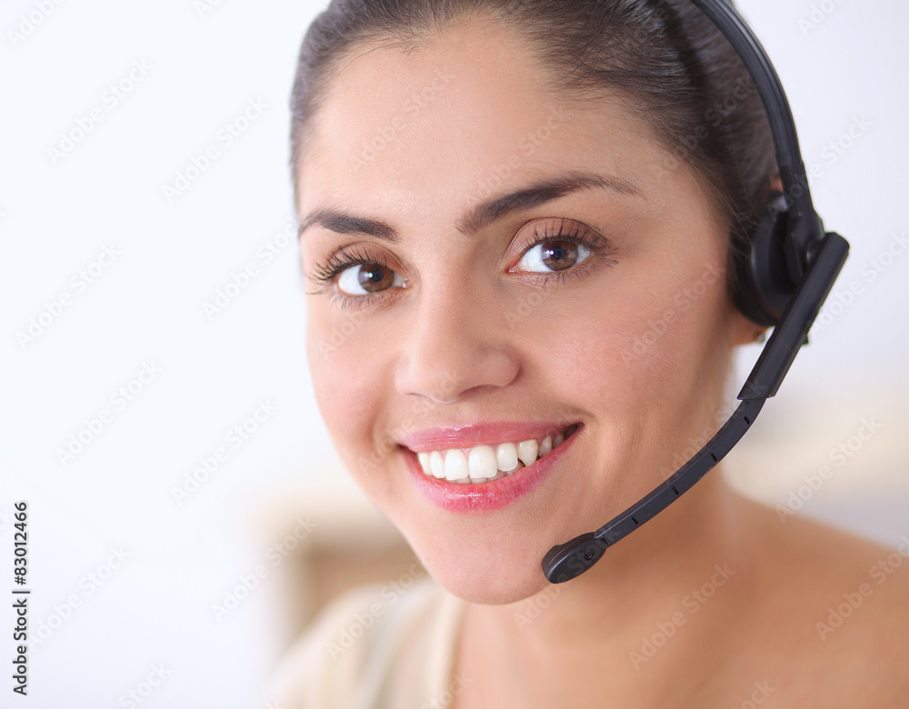 Portrait of beautiful business woman working at her desk with Portrait of beautiful business woman working at her desk with
