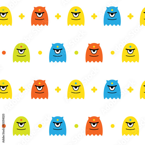 Obraz na plátně Vector background with cute monsters