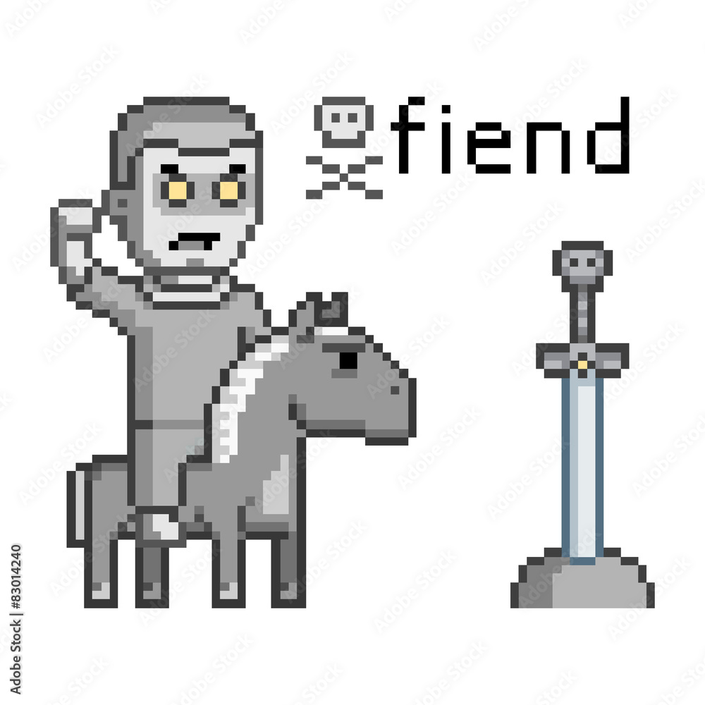 Pixel art enemy warrior on a horse