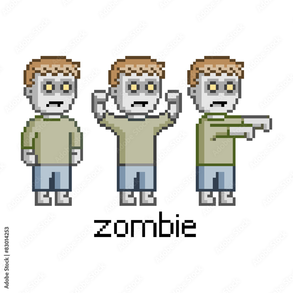 Obraz premium Pixel set zombie