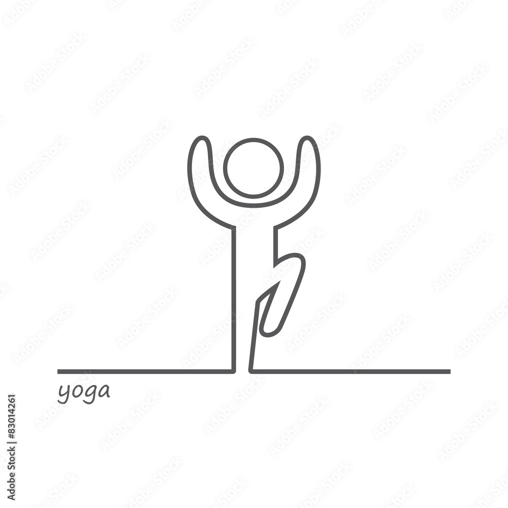 Fototapeta premium Outline of a human figure engaged in yoga