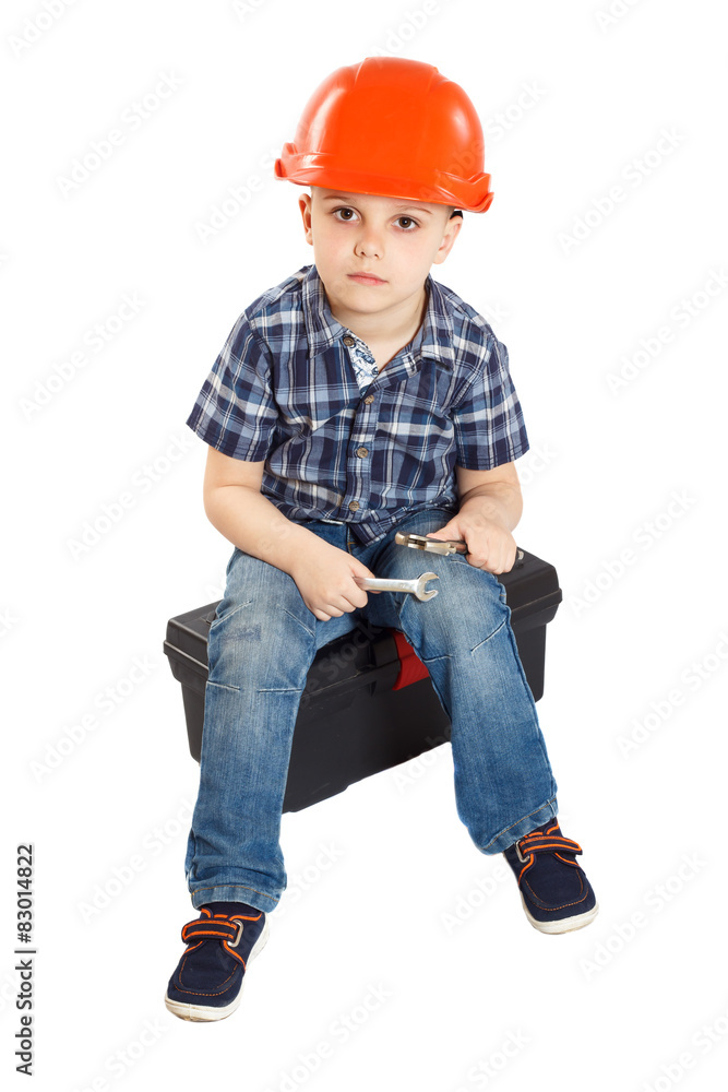 boy in the construction helmet boy in the construction helmet