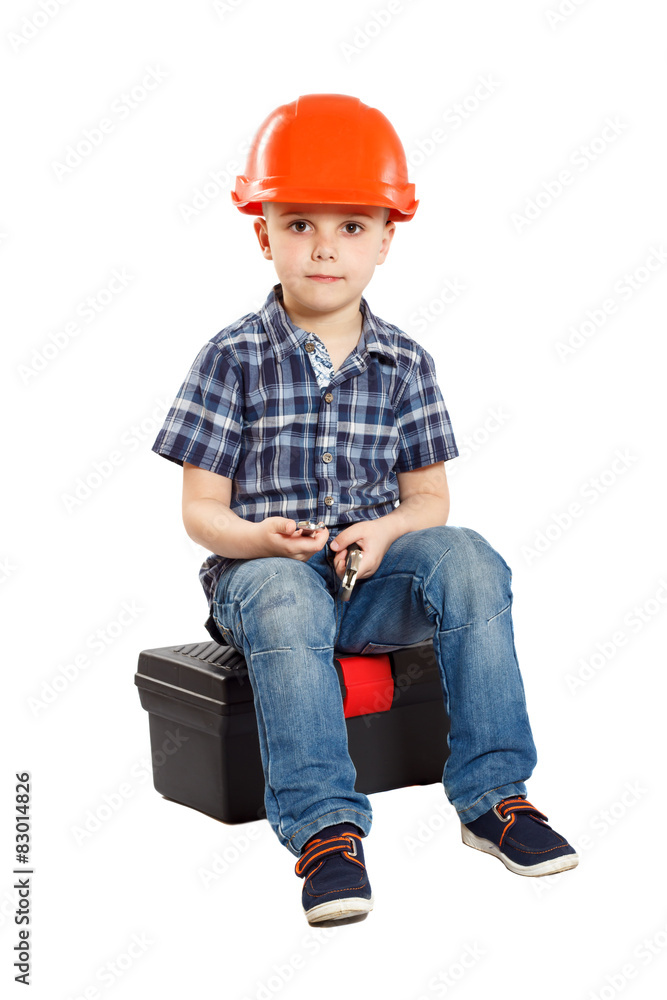 boy in the construction helmet boy in the construction helmet