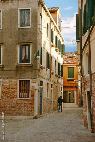 Scenic old streets in Venice  the lagoon of Italy