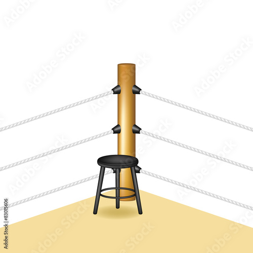 Boxing corner with wooden stool 