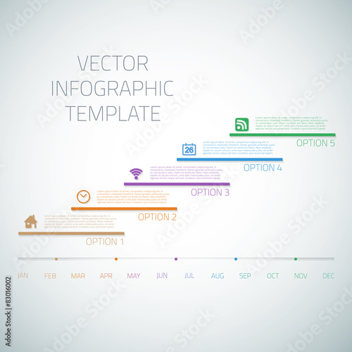 Web Infographic Timeline Template Layout With Vector Icons, coul photo
