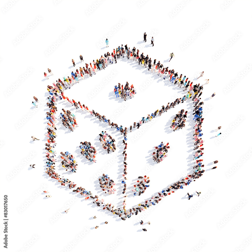 people in the shape of dice.