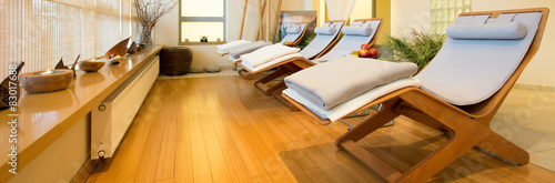 Loungers in spa room