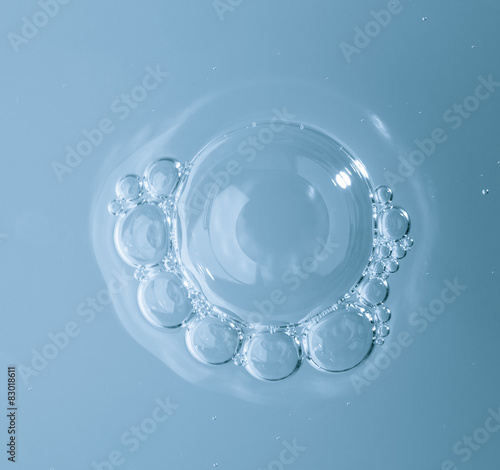 Soap bubbles in micellar water, washing concept