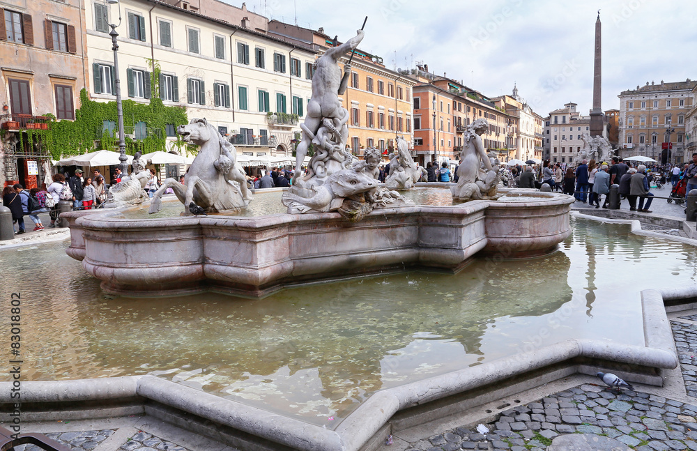 The Fountain of Neptune  in Rome