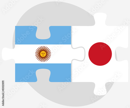 Argentina and Japan Flags in puzzle