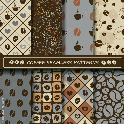 Set of coffee seamless pattern.