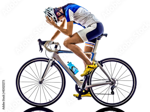 Fototapeta Naklejka Na Ścianę i Meble -  woman triathlon ironman athlete cyclist cycling