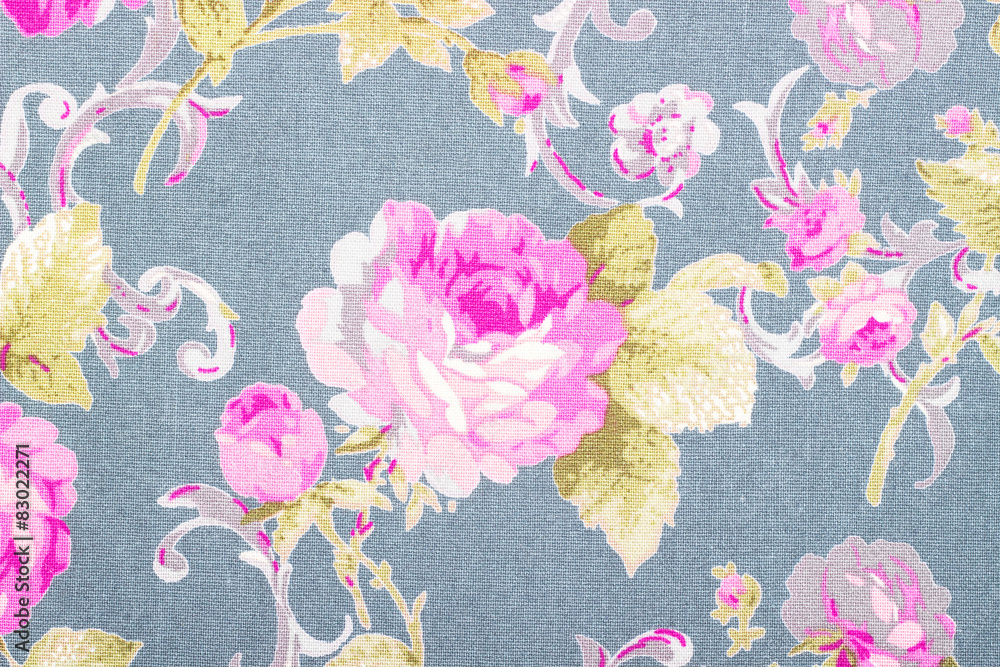 Plakat vintage style of tapestry flowers fabric pattern background