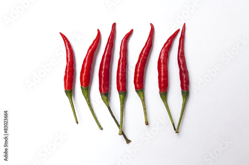 Fresh red chili with space on white background
