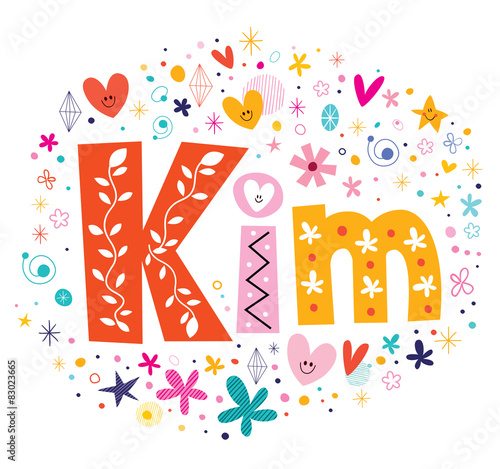 Kim girls name decorative lettering type design