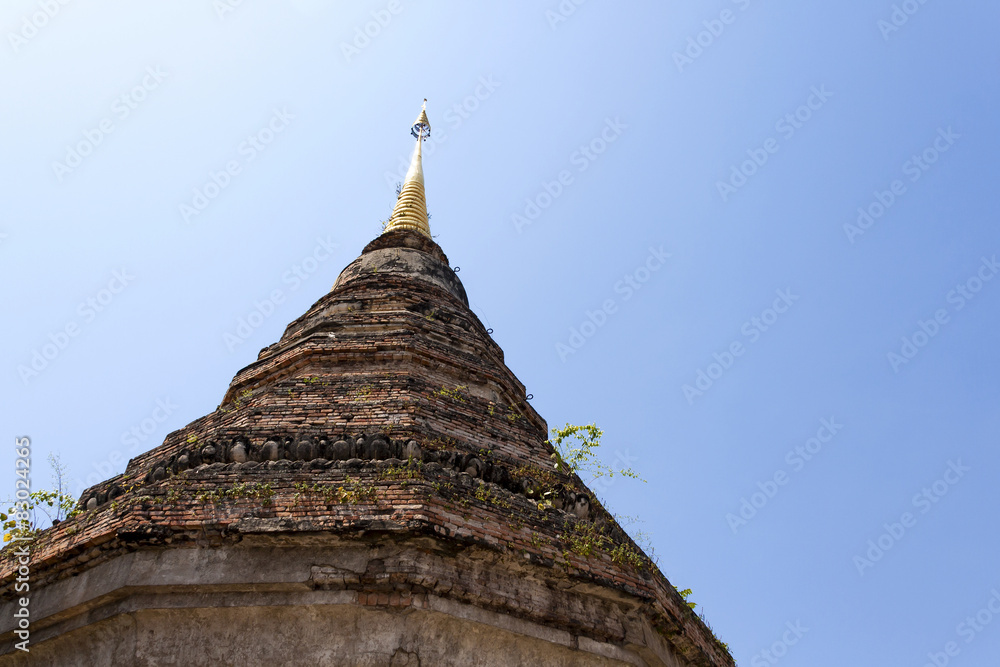 Old brick pagoda in Thailand