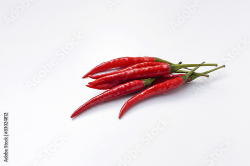 Red thai chili with space on white background