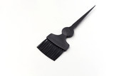 Black bristle hair dye brush with space on white background