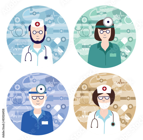 set of medical avatars (flat concept, vector illustration)