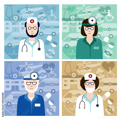 set of medical avatars (flat concept, vector illustration)