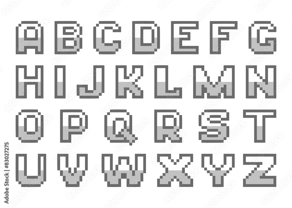 Pixel art alphabet Stock Vector | Adobe Stock