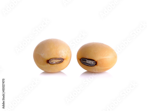 Closeup of soy beans isolated on the white background