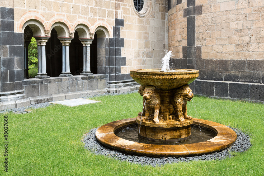 Fountain  medieval Abbey in Maria Laach, Germany