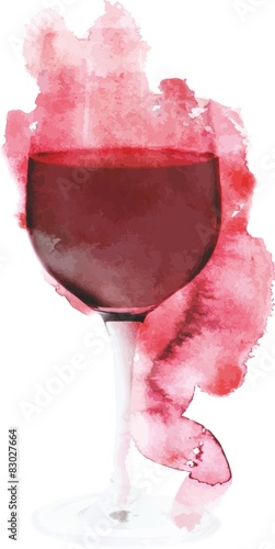 A vector drawing of a glass of red wine