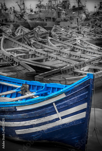 Blue boat in Essaouira, Morocco