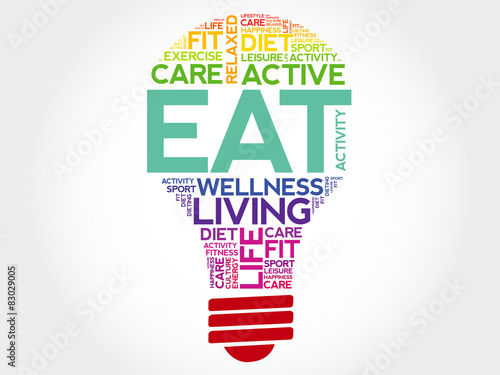 EAT bulb word cloud, health concept