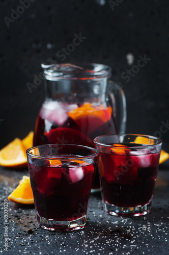 Spanish sangria with orange and lime