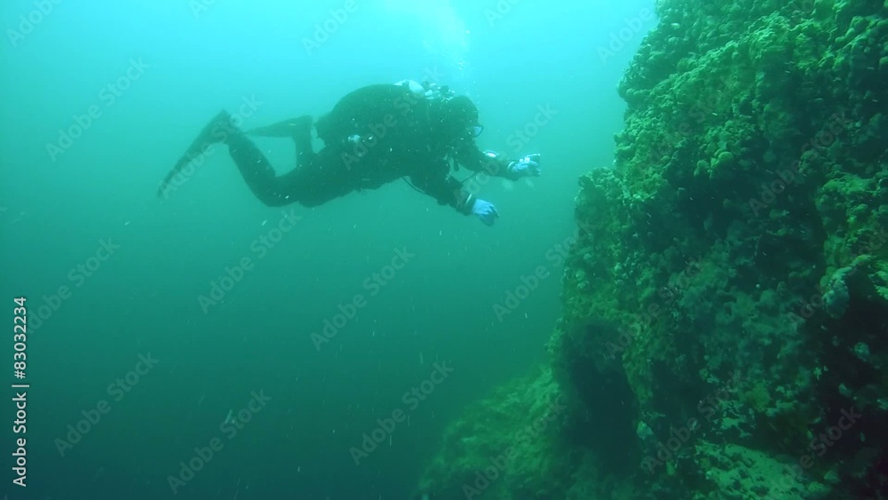 Technical diver dive into the depths of lake Baikal Technical diver dive into the depths of lake Baikal