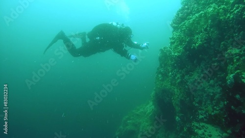 Wallpaper Mural Technical diver dive into the depths of lake Baikal  Torontodigital.ca