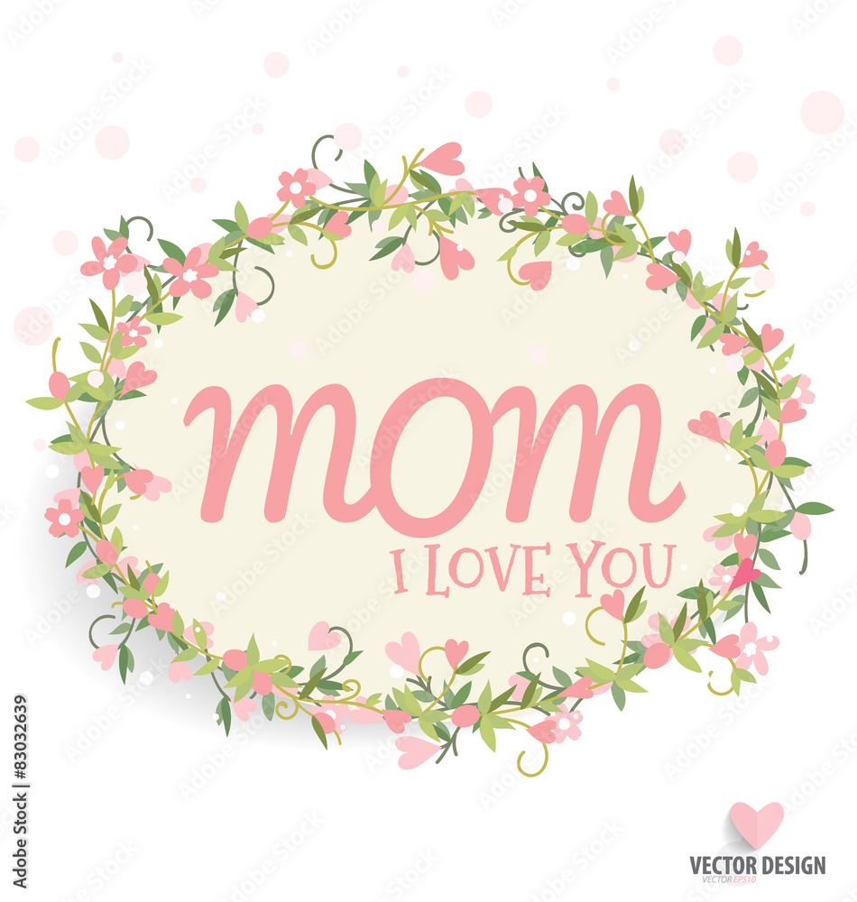 Happy Mother's Day with Floral bouquets background, vector illus