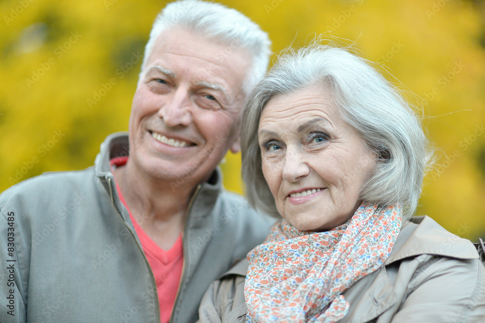 Senior couple in autumn park