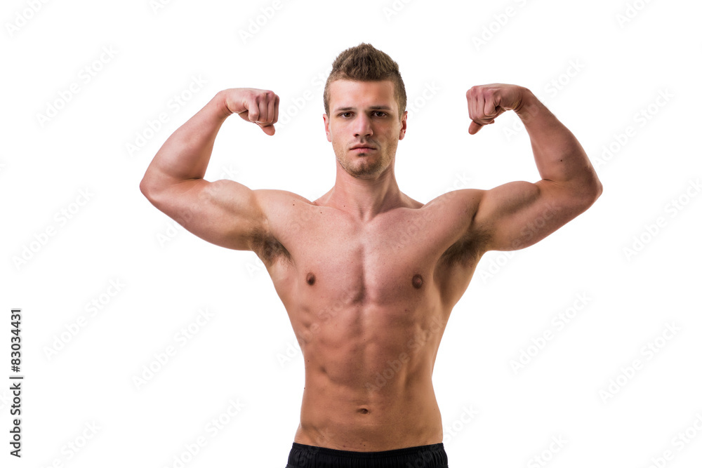 Handsome bodybuilder doing classic biceps pose Handsome bodybuilder doing classic biceps pose