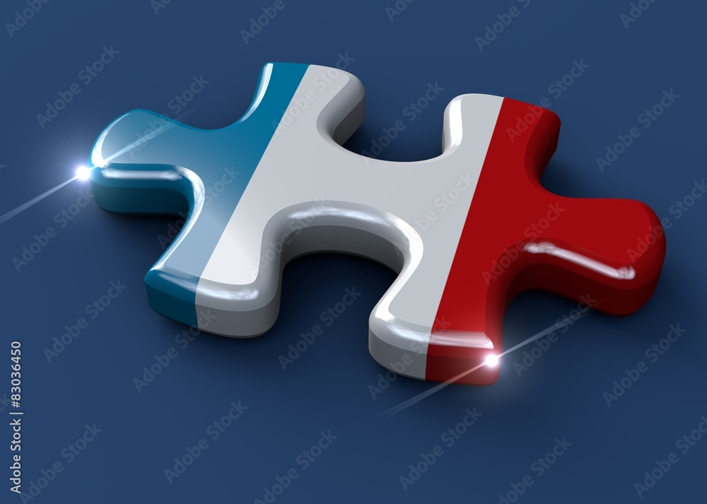 Pezzo di puzzle con bandiera francese Pezzo di puzzle con bandiera francese