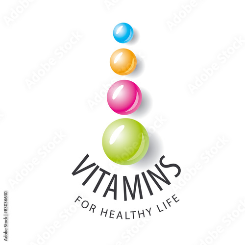 vector logo vitamins in the form of colored balls