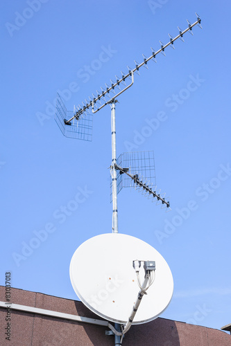 TV aerial and satellite dish photo