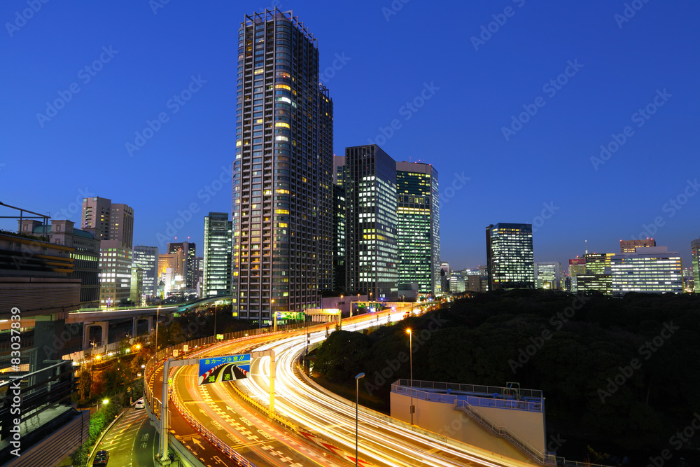 Naklejka premium Japan cityscape at night