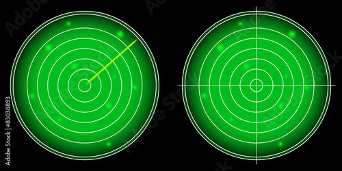 Glowing Radar Screen with Luminous Targets
