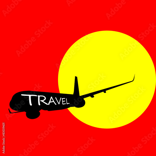 airplane with travel color vector