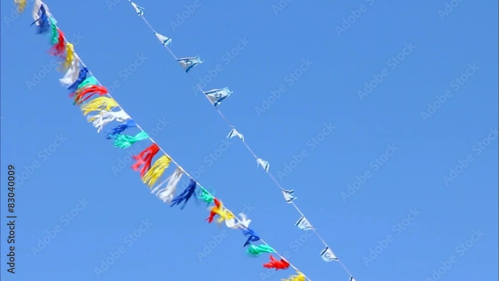 Festive flags bunting on the street Festive flags bunting on the street
