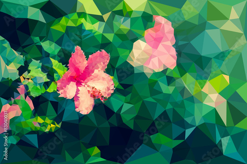 Low poly geometric of hibiscus flower
