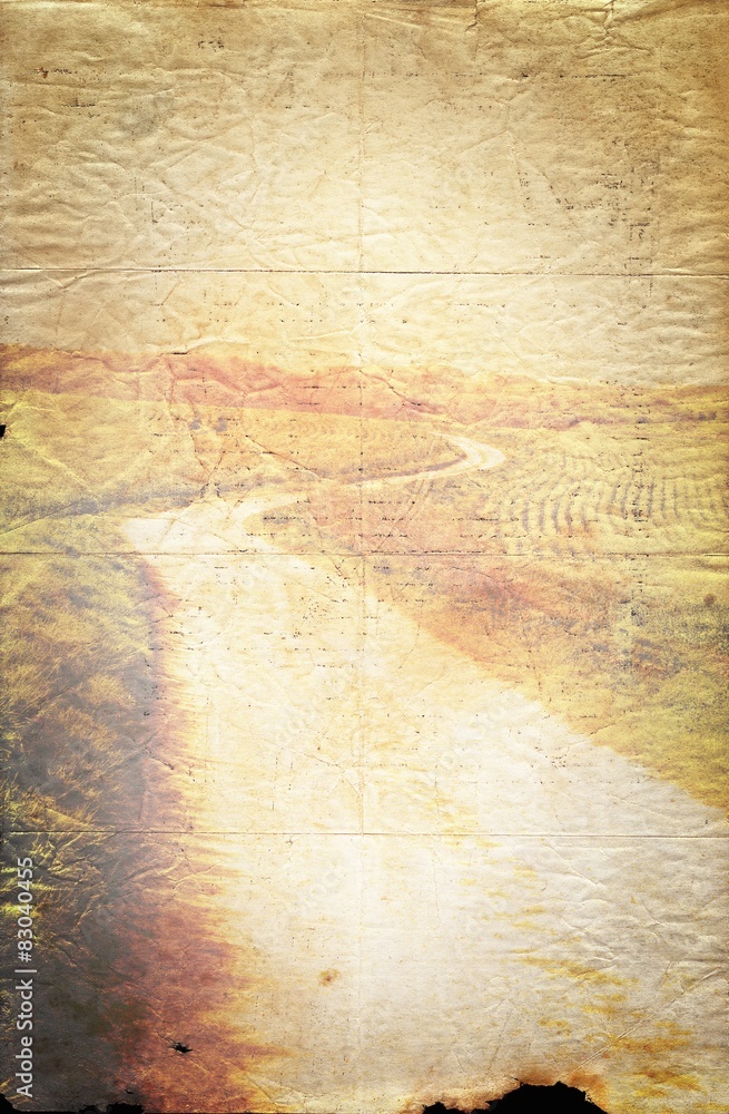 Obraz premium Winding Road Old Paper Texture Background