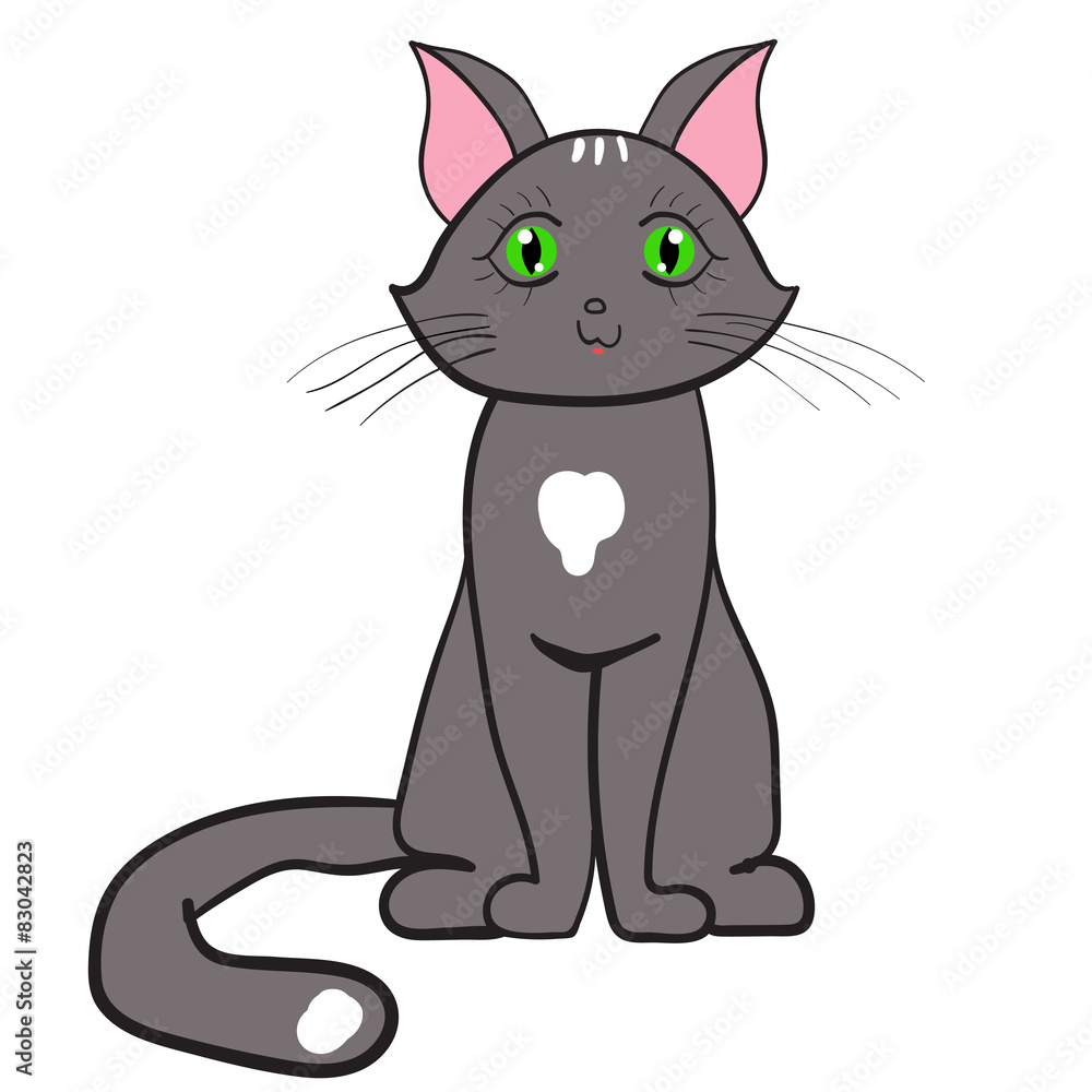 cat  - hand drawn vector llustration isolated 1
